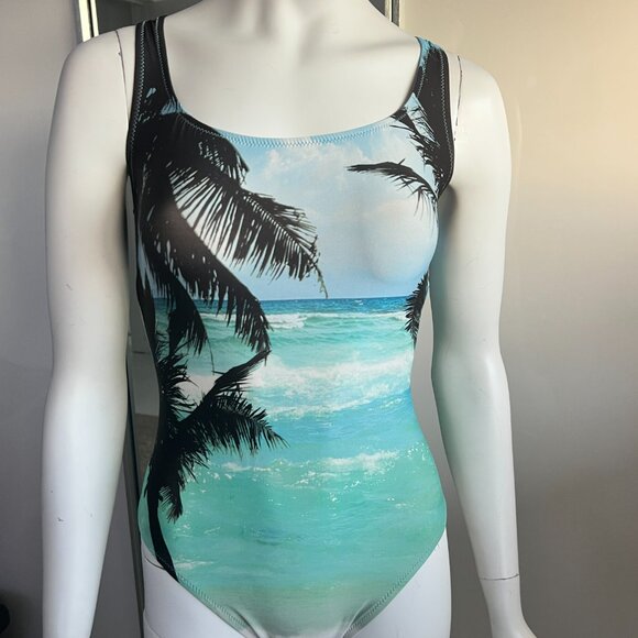 J. Crew Beach Scene w/ Palm Tree Scoop Back one piece C1964 SZ 6 - Picture 4 of 9